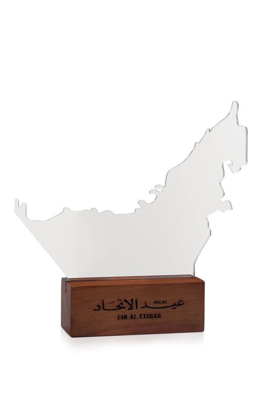 Acrylic UAE Map Decor – Union Day Edition with wood base